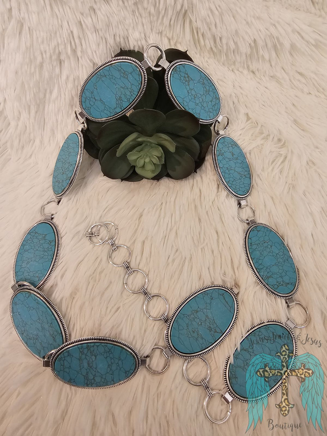 Turquoise Oval Concho Belt