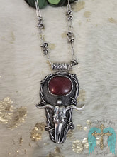 Load image into Gallery viewer, Western Steer Skull Pendant With Barbed Wire Necklace
