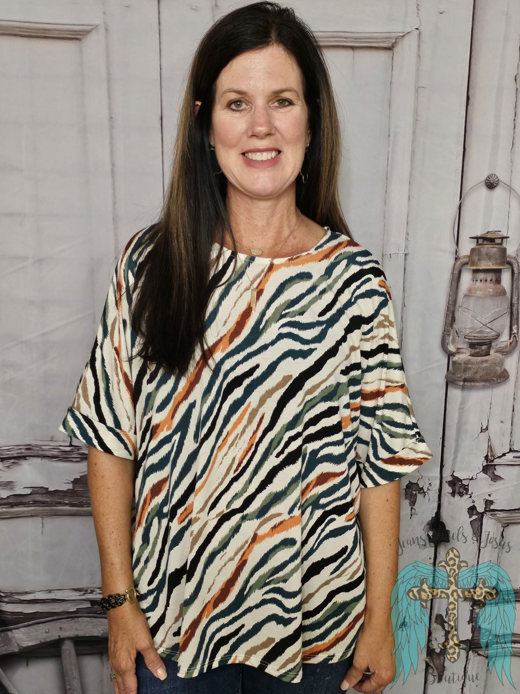 Boyfriend Zebra Print Top