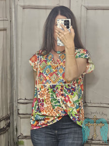 Multi Colored Flower Top