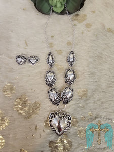 Heart Necklace And Earring Set