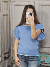 Load image into Gallery viewer, Ruffled Up Spring Knit Sweater-Powder Blue

