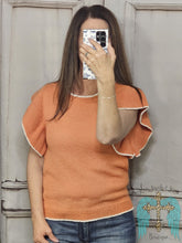 Load image into Gallery viewer, Ruffled Up Spring Knit Sweater-Orange
