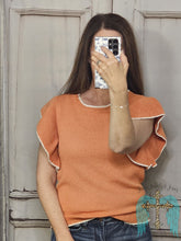 Load image into Gallery viewer, Ruffled Up Spring Knit Sweater-Orange
