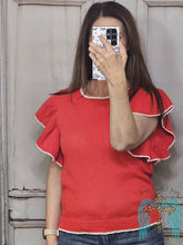 Load image into Gallery viewer, Ruffled Up Spring Knit Sweater-Red

