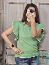 Load image into Gallery viewer, Ruffled Up Spring Knit Sweater-Mint
