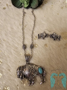 Western Aztec Buffalo Stone Necklace Set