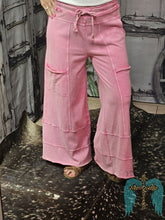 Load image into Gallery viewer, Mineral Washed Terry Knit Pants-Bubble Gum Pink
