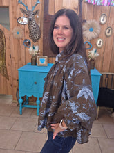 Load image into Gallery viewer, Entro Slate Brown With Blue Flowers Haliegh Top - Jeans Jewels and Jesus Boutique

