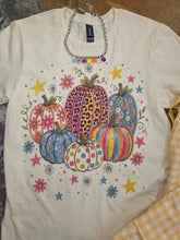 Load image into Gallery viewer, Fall Pumpkins Bling Graphic Tee With Leopard And Flowers - Jeans Jewels and Jesus Boutique
