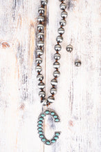 Load image into Gallery viewer, Fashion Turquoise Initial Silver Pearl Necklace Set - 14 Letters - Jeans Jewels and Jesus Boutique
