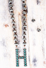 Load image into Gallery viewer, Fashion Turquoise Initial Silver Pearl Necklace Set - 14 Letters - Jeans Jewels and Jesus Boutique
