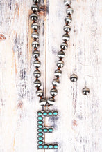 Load image into Gallery viewer, Fashion Turquoise Initial Silver Pearl Necklace Set - 14 Letters - Jeans Jewels and Jesus Boutique
