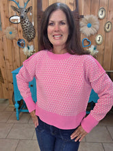 Load image into Gallery viewer, Geometric Check Sweater-Pink - Jeans Jewels and Jesus Boutique
