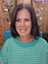 Load image into Gallery viewer, Geometric Check Sweater-Sea Foam - Jeans Jewels and Jesus Boutique
