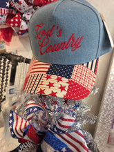 Load image into Gallery viewer, God's Country Embroidered Denim Trucker Hat - Jeans Jewels and Jesus Boutique
