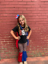Load image into Gallery viewer, Girls Set USA Fringe Top with Sequin Bell Bottoms
