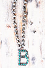 Load image into Gallery viewer, Fashion Turquoise Initial Silver Pearl Necklace Set - 14 Letters
