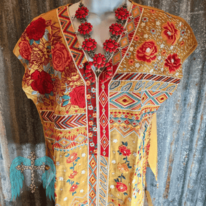 Marigold Embroidered Floral and Aztec