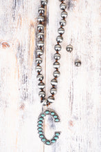 Load image into Gallery viewer, Fashion Turquoise Initial Silver Pearl Necklace Set - 14 Letters
