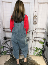Load image into Gallery viewer, Washed Denim/Bandana Loose Fit Overalls
