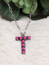 Load image into Gallery viewer, Initial Stone Pendant Necklace -17 Letters - Jeans Jewels and Jesus Boutique
