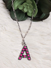 Load image into Gallery viewer, Initial Stone Pendant Necklace -17 Letters - Jeans Jewels and Jesus Boutique
