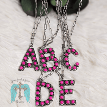 Load image into Gallery viewer, Initial Stone Pendant Necklace -17 Letters - Jeans Jewels and Jesus Boutique
