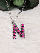 Load image into Gallery viewer, Initial Stone Pendant Necklace -17 Letters - Jeans Jewels and Jesus Boutique
