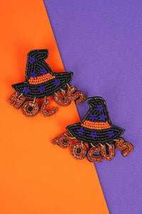 Orange Witchy Hocus Pocus Seed Bead Earrings