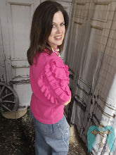 Load image into Gallery viewer, Knit Double Ruffle Short Sleeve Top-Fuschia - Jeans Jewels and Jesus Boutique
