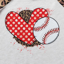 Load image into Gallery viewer, Love Basesball Leopard Ruffle Sleeve Raglan-Girls - Jeans Jewels and Jesus Boutique
