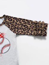 Load image into Gallery viewer, Love Basesball Leopard Ruffle Sleeve Raglan-Girls - Jeans Jewels and Jesus Boutique
