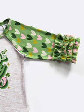 Load image into Gallery viewer, Mama's Lucky Charm Ruffle Sleeve Raglan - Jeans Jewels and Jesus Boutique
