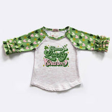 Load image into Gallery viewer, Mama's Lucky Charm Ruffle Sleeve Raglan - Jeans Jewels and Jesus Boutique
