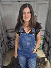 Load image into Gallery viewer, Medium Wash Barrel Jean Overalls - Jeans Jewels and Jesus Boutique
