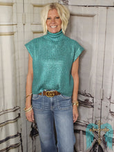 Load image into Gallery viewer, Mock Turtle Neck Sweater Vest-Emerald - Jeans Jewels and Jesus Boutique
