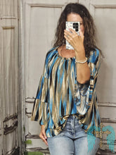 Load image into Gallery viewer, Nashville Charcoal And Teal Striped Top - Jeans Jewels and Jesus Boutique
