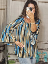 Load image into Gallery viewer, Nashville Charcoal And Teal Striped Top - Jeans Jewels and Jesus Boutique
