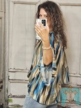 Load image into Gallery viewer, Nashville Charcoal And Teal Striped Top - Jeans Jewels and Jesus Boutique
