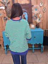 Load image into Gallery viewer, Oversized Stripe Casual Knit Top- Kelly Green/Cream - Jeans Jewels and Jesus Boutique
