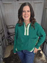 Load image into Gallery viewer, Ribbed Long-Sleeved Top-Green - Jeans Jewels and Jesus Boutique

