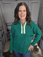 Load image into Gallery viewer, Ribbed Long-Sleeved Top-Green - Jeans Jewels and Jesus Boutique

