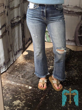 Load image into Gallery viewer, Risen High Rise-Crop Bootcut Frayed Jeans - Jeans Jewels and Jesus Boutique
