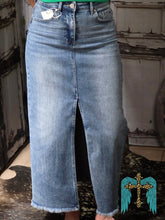 Load image into Gallery viewer, Risen High Rise Long Denim Skirt - Jeans Jewels and Jesus Boutique
