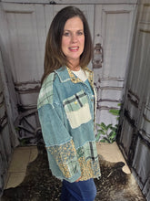 Load image into Gallery viewer, Sage Flannel Patchwork And Corduroy Shacket
