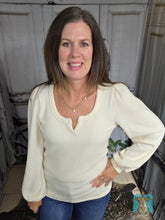 Load image into Gallery viewer, Ribbed Longsleeve Solid Top-Cream
