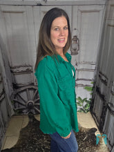 Load image into Gallery viewer, Denim Shackets-Kelly Green
