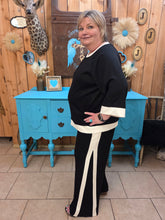 Load image into Gallery viewer, Umgee Black Ivory Matching Set – Wide Leg Pants &amp; 3/4 Sleeve Top

