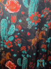 Load image into Gallery viewer, Black Bucking Horse And Cactus Mesh Top
